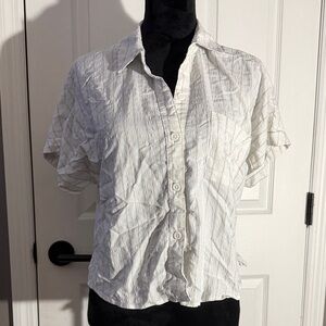 Aeropostale Cream Textured Button-Down Shirt